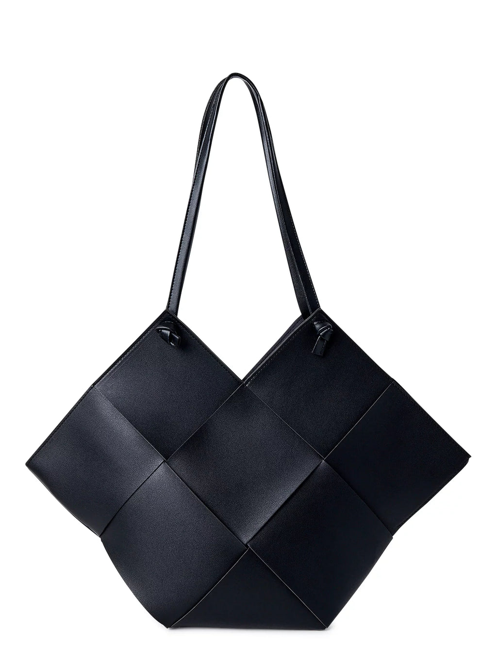 Jane & Berry Women's Large Woven Faux Leather Shoulder Bag with Pouch, Dark