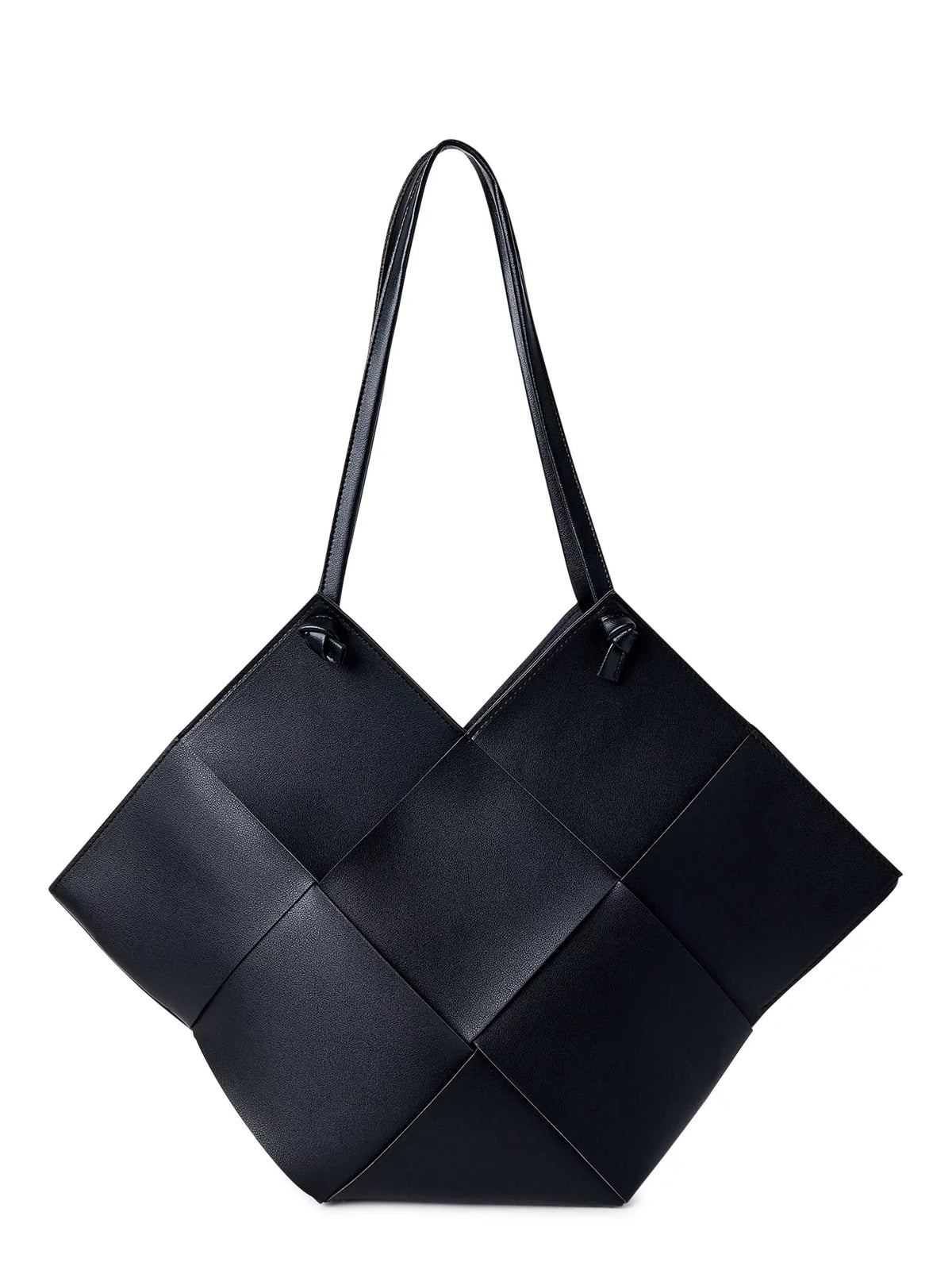Jane & Berry Women's Large Woven Faux Leather Shoulder Bag with Pouch, Dark