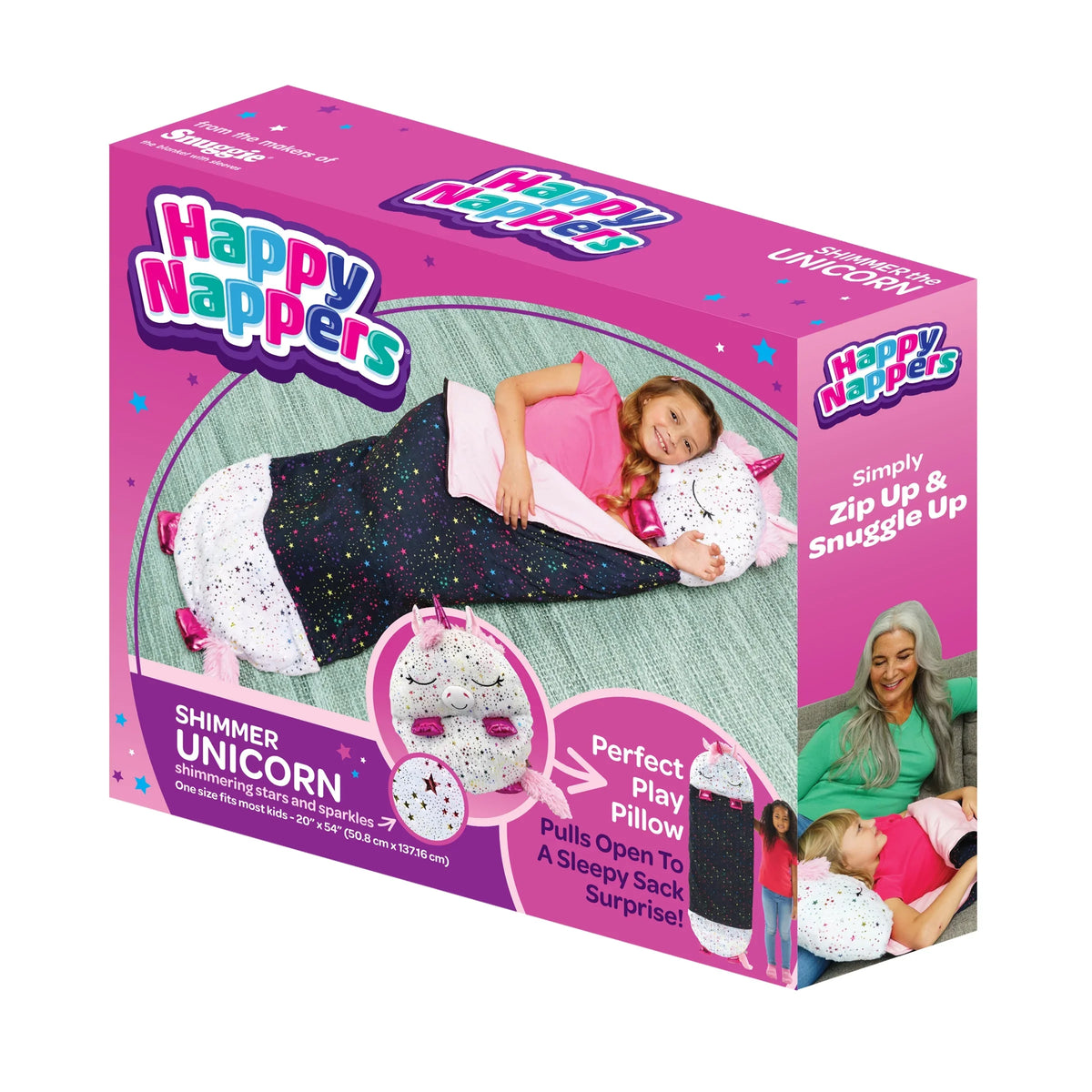 Happy Nappers Pillow Plush Toy and Sleeping Sack in One, Unicorn