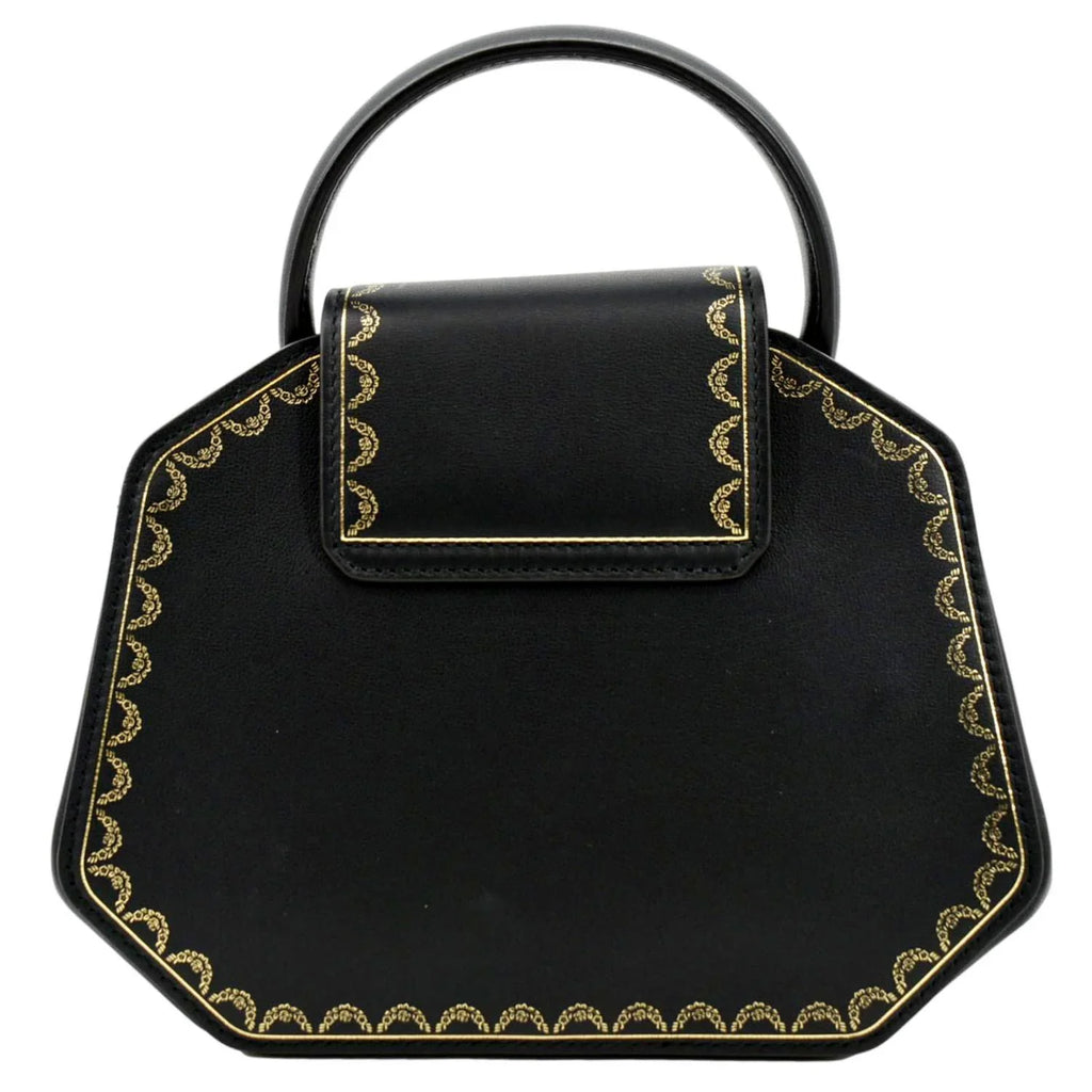 Pre-owned CARTIER Guirlande Mini Calfskin Leather Top Handle Satchel Bag Charcoal