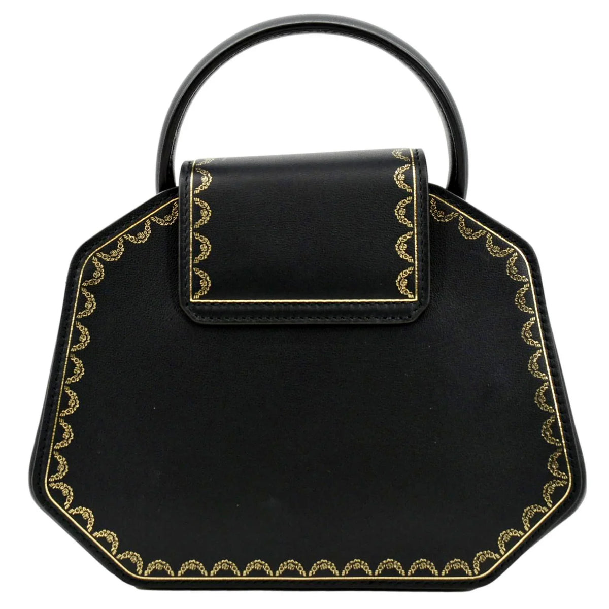 Pre-owned CARTIER Guirlande Mini Calfskin Leather Top Handle Satchel Bag Charcoal