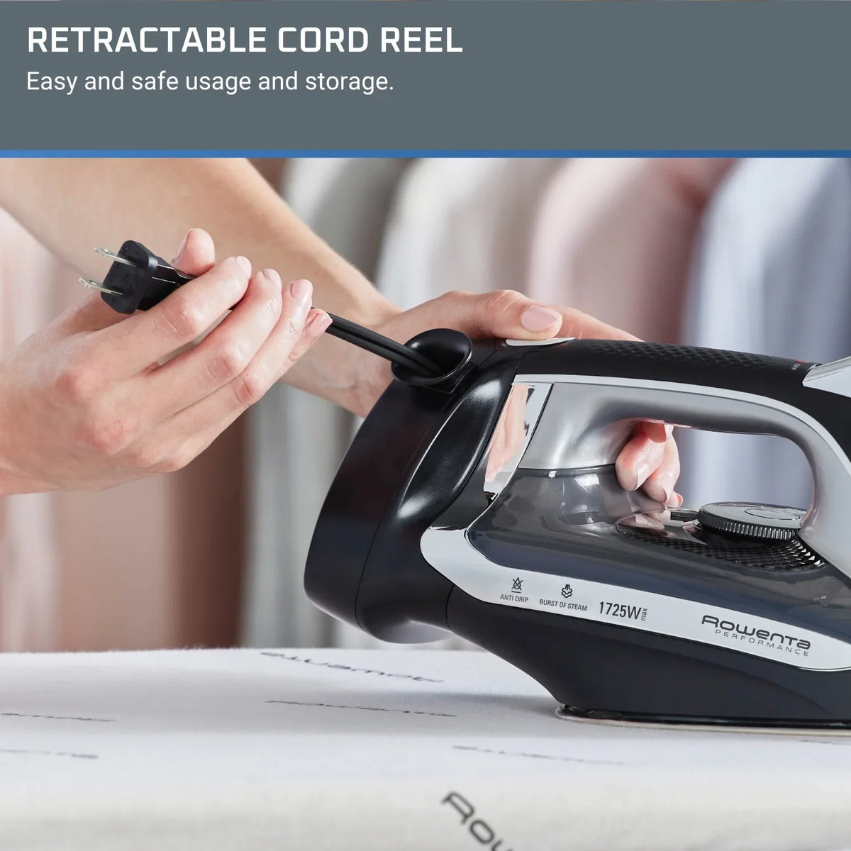 Rowenta Accessteam Cordreel Iron, Charcoal