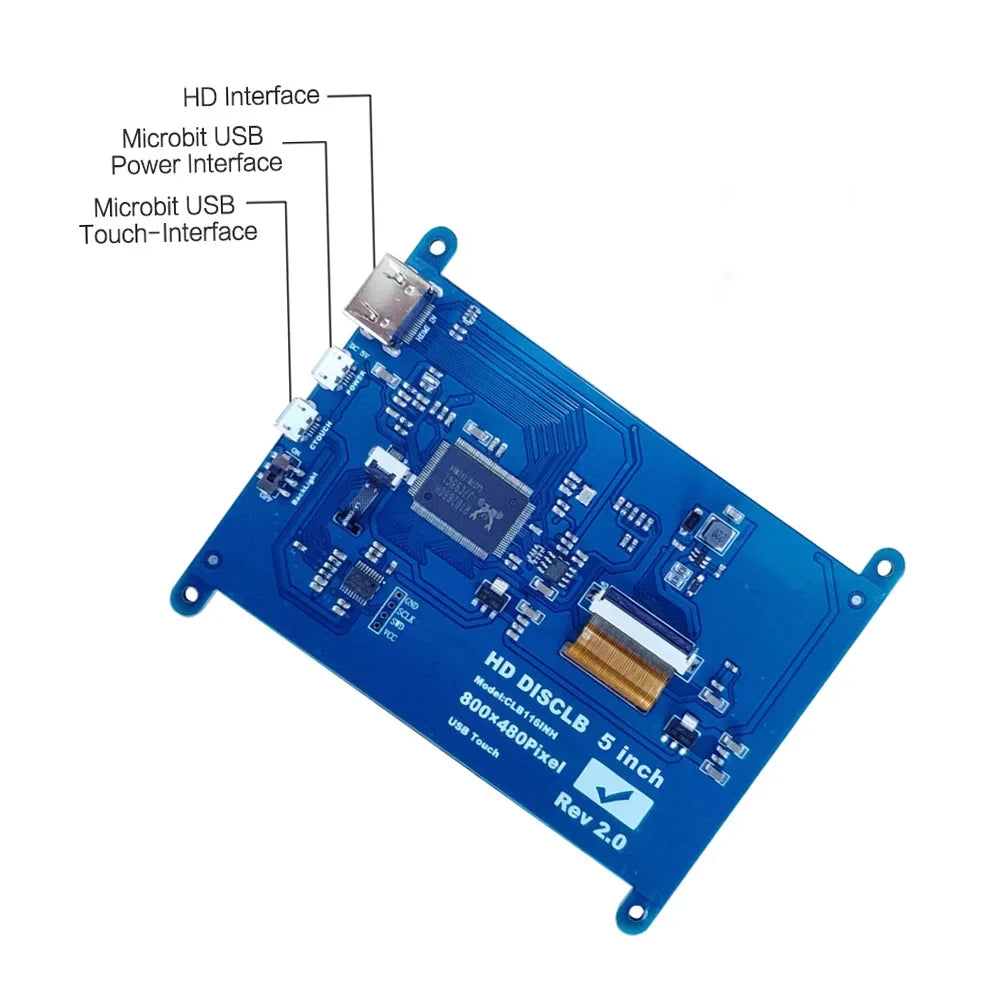 Aibecy 5 Unit Touchscreen Display 800*480 Resolution Small Portablewith USBInterface Compatible with Raspberry Pi Educational Tool