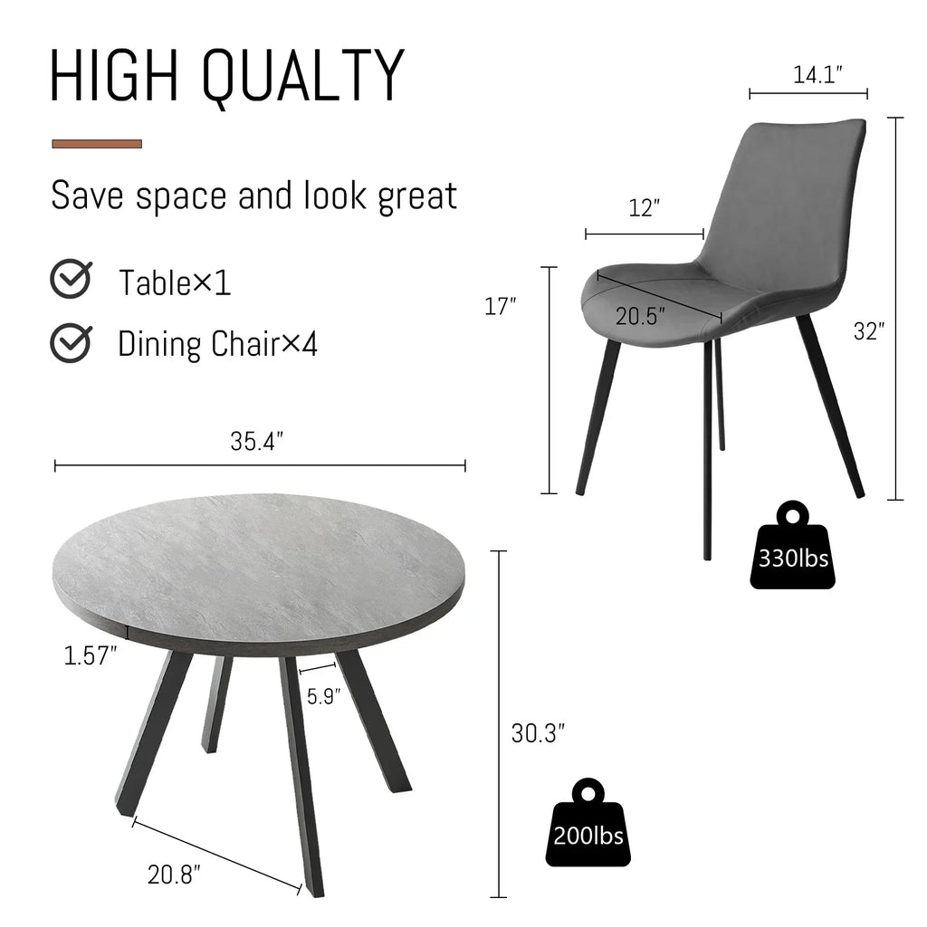 Round Dining Table Set, Mid Century Modern Round Dining Table 35 Inch Leisure Coffee Table, Saving Space