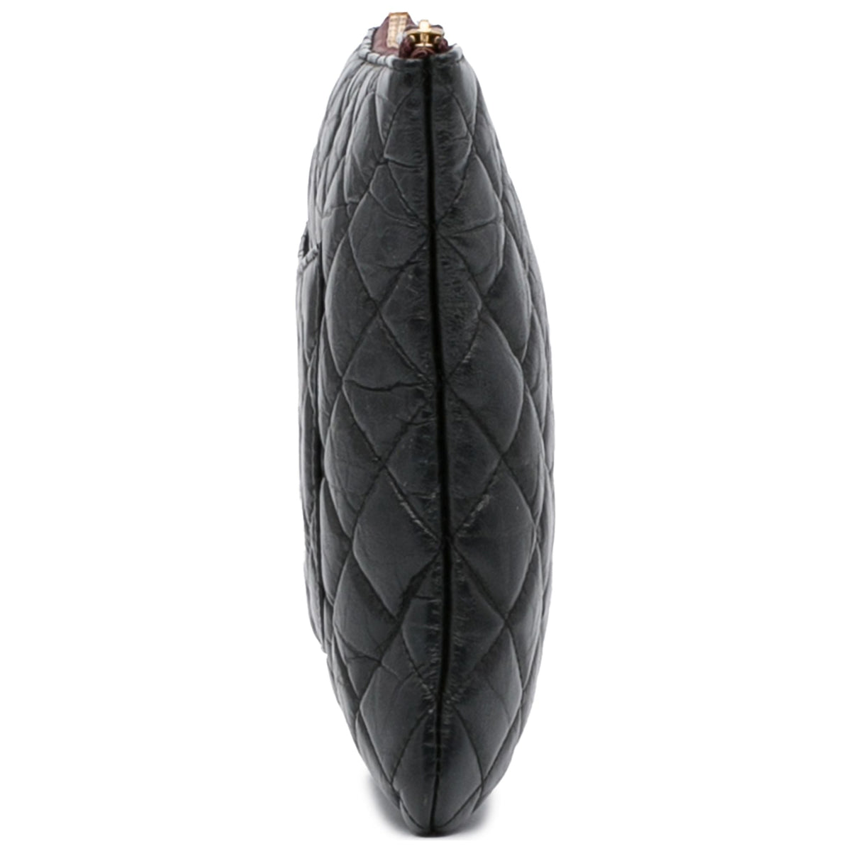 Pre-Owned Authenticated Chanel Reissue O Case Lambskin Leather Charcoal Pouch Unisex (Good)