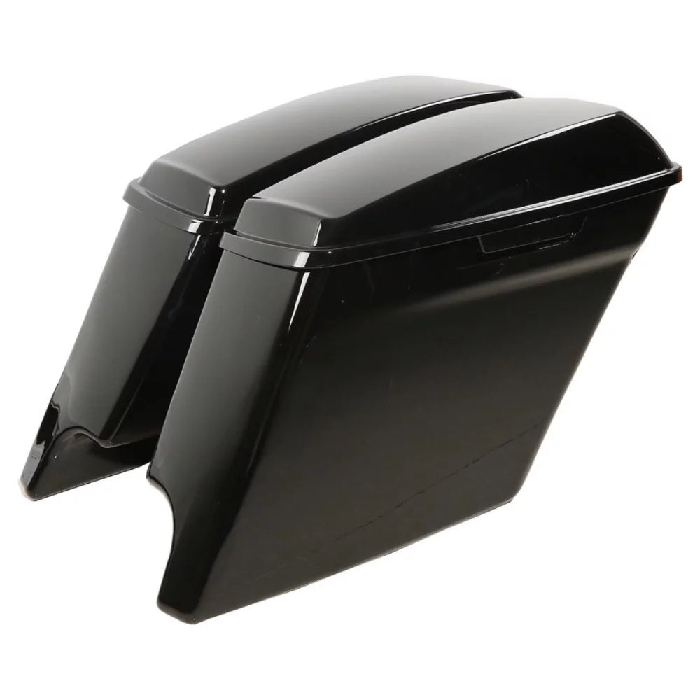 5" Glossy Charcoal Stretched Extended Saddlebags For 2014-2022 Harley-Davidson