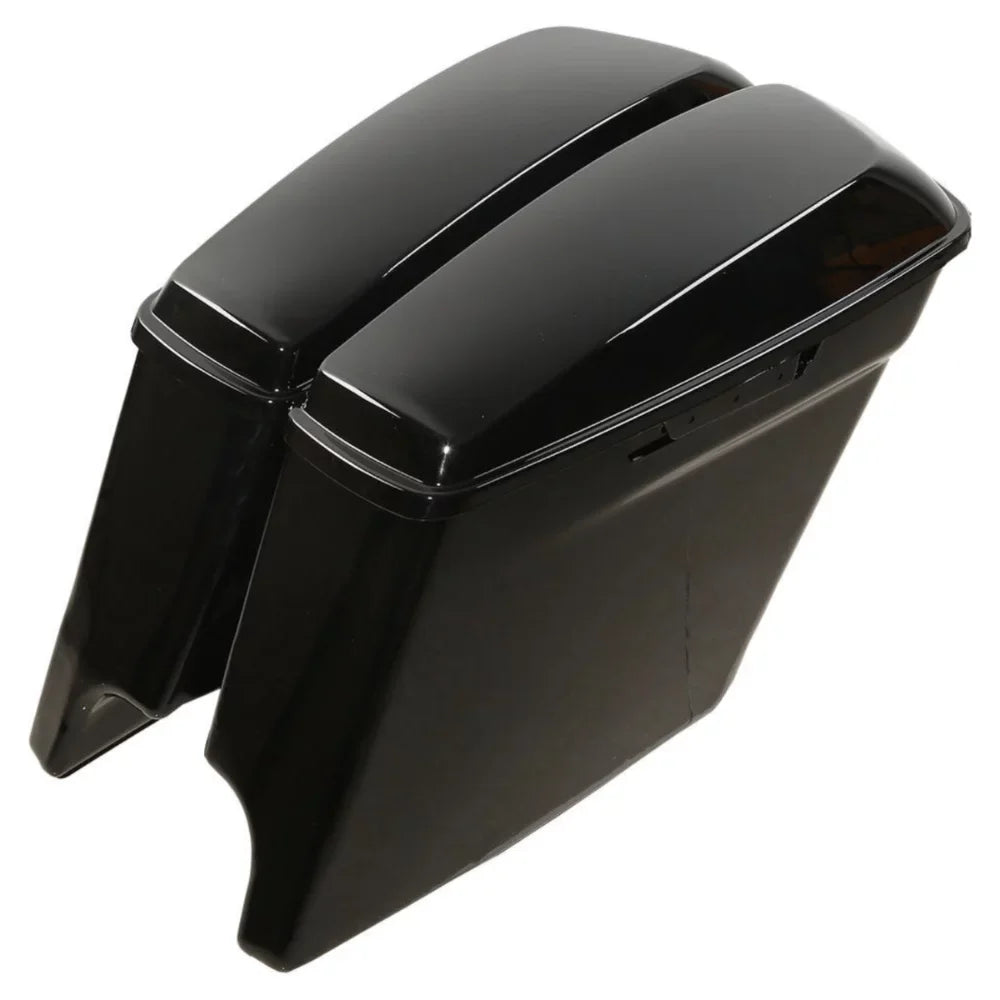 5" Glossy Charcoal Stretched Extended Saddlebags For 2014-2022 Harley-Davidson