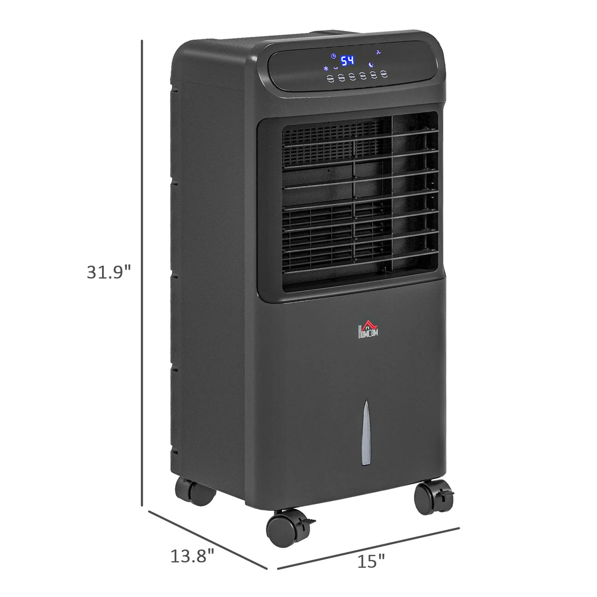 HOMCOM 3-In-1 Mobile Evaporative Air Cooler with Remote Oscillating Onyx