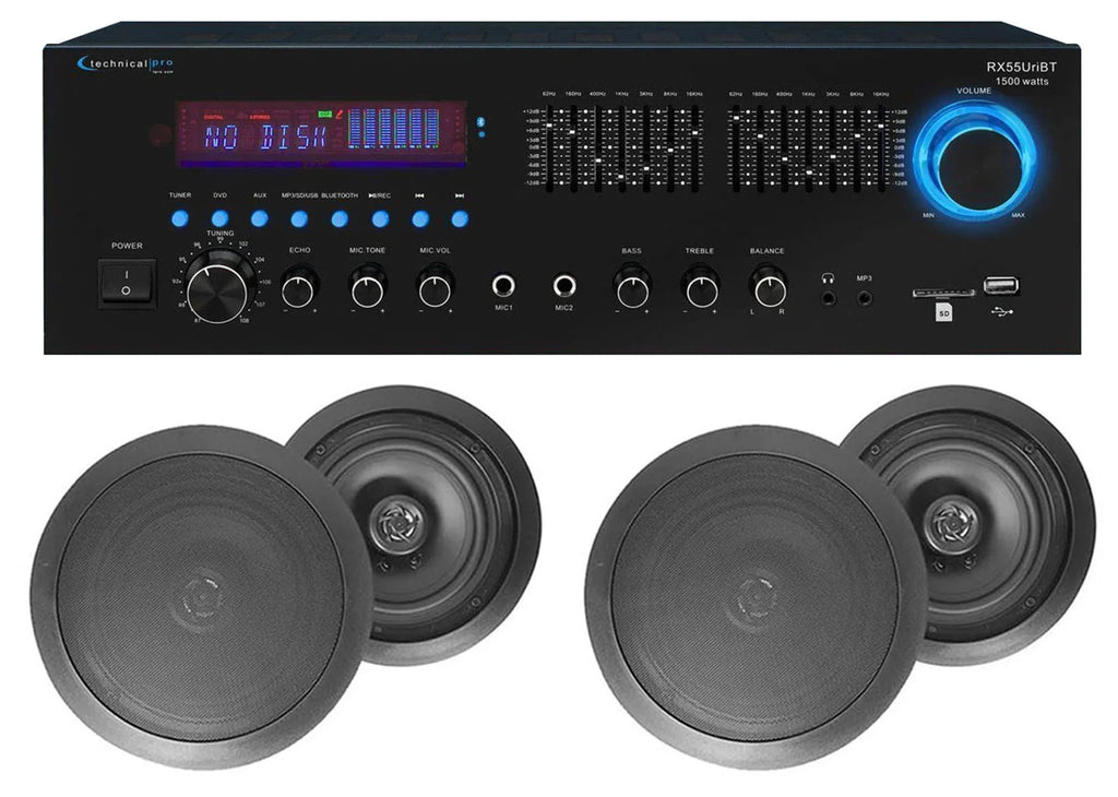 RX55URIBT Home Theater Bluetooth Receiver+4) 6.5" Dark Ceiling Speakers