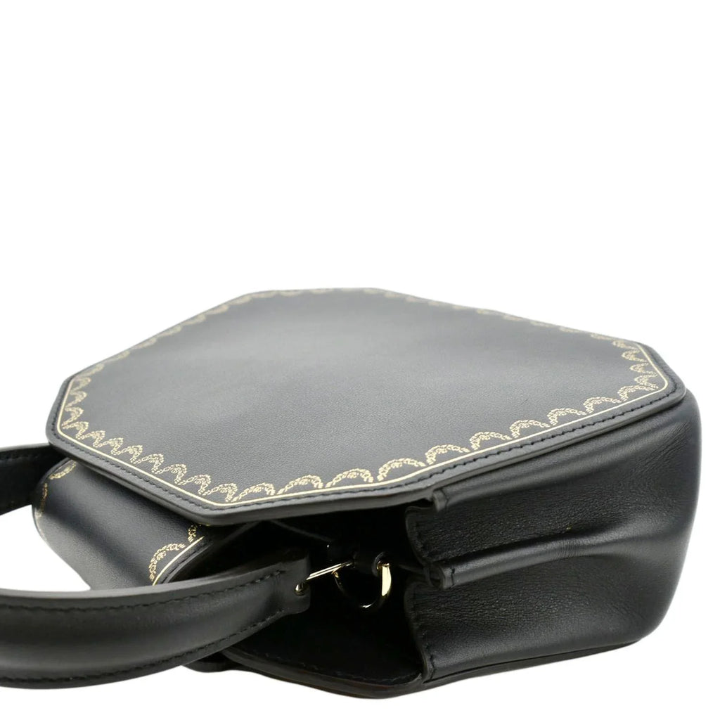 Pre-owned CARTIER Guirlande Mini Calfskin Leather Top Handle Satchel Bag Charcoal