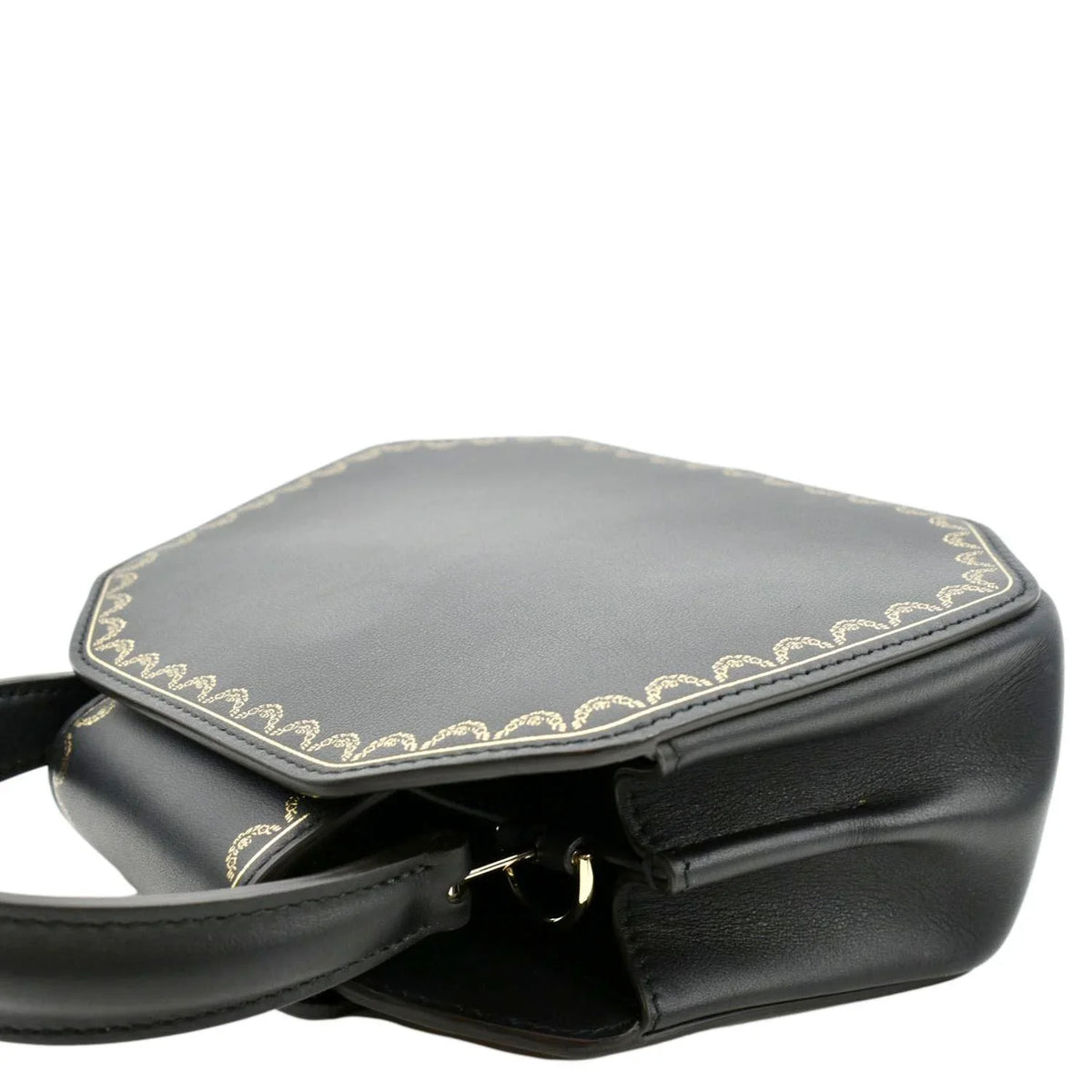 Pre-owned CARTIER Guirlande Mini Calfskin Leather Top Handle Satchel Bag Charcoal