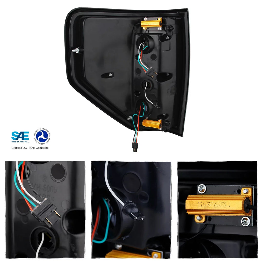 AKKON - Fit 2008 2009 2010 2011 2012 2013 2014 Ford F150 [Full LED] Tail Lights Driver + Passenger Midnight