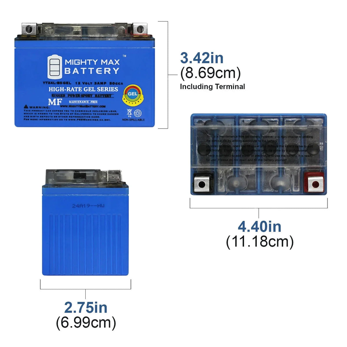 YTX4L-BSGEL 12V 3AH GEL Replacement Battery compatible with Sea-Doo GS 97-01 - 3 Pack