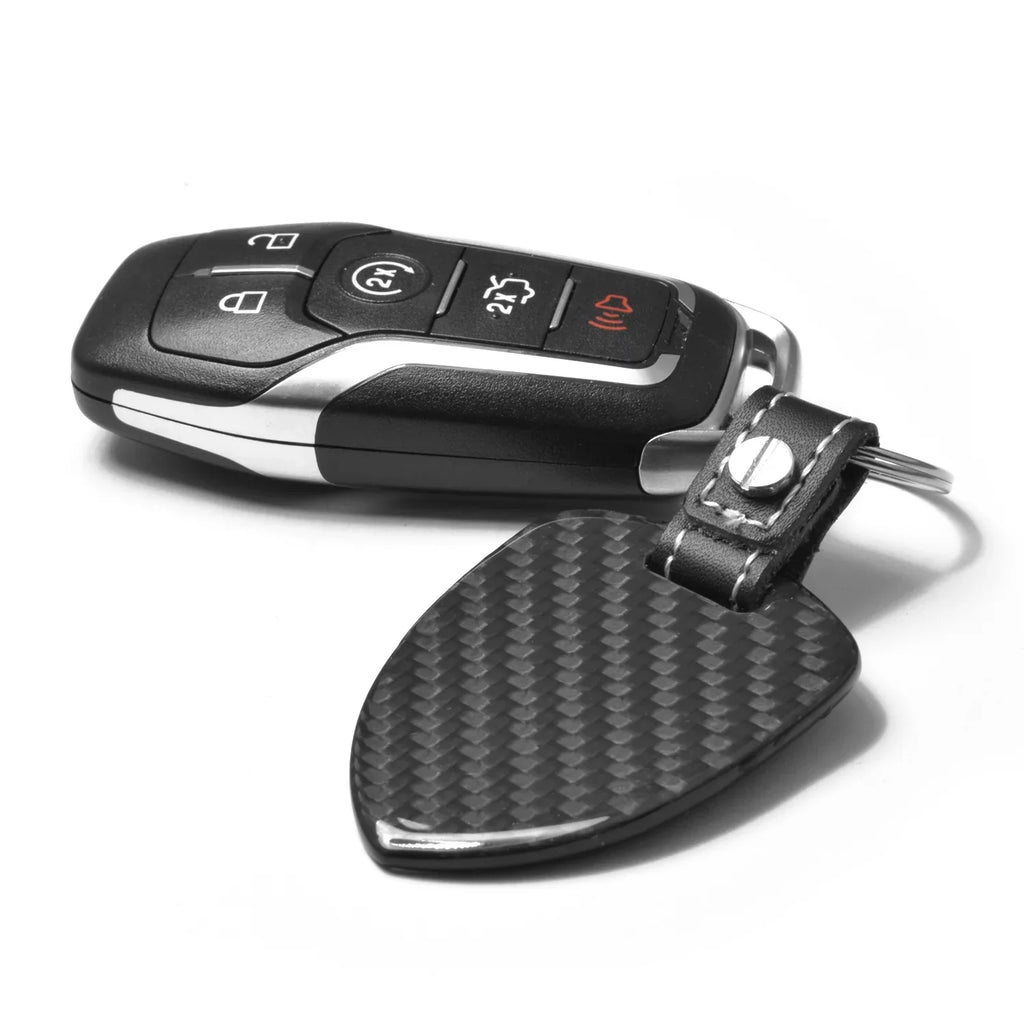 iPick Image for Dodge Charger R/T Real Midnight Carbon Fiber Large Shield-Style Key Chain, Official Licensed