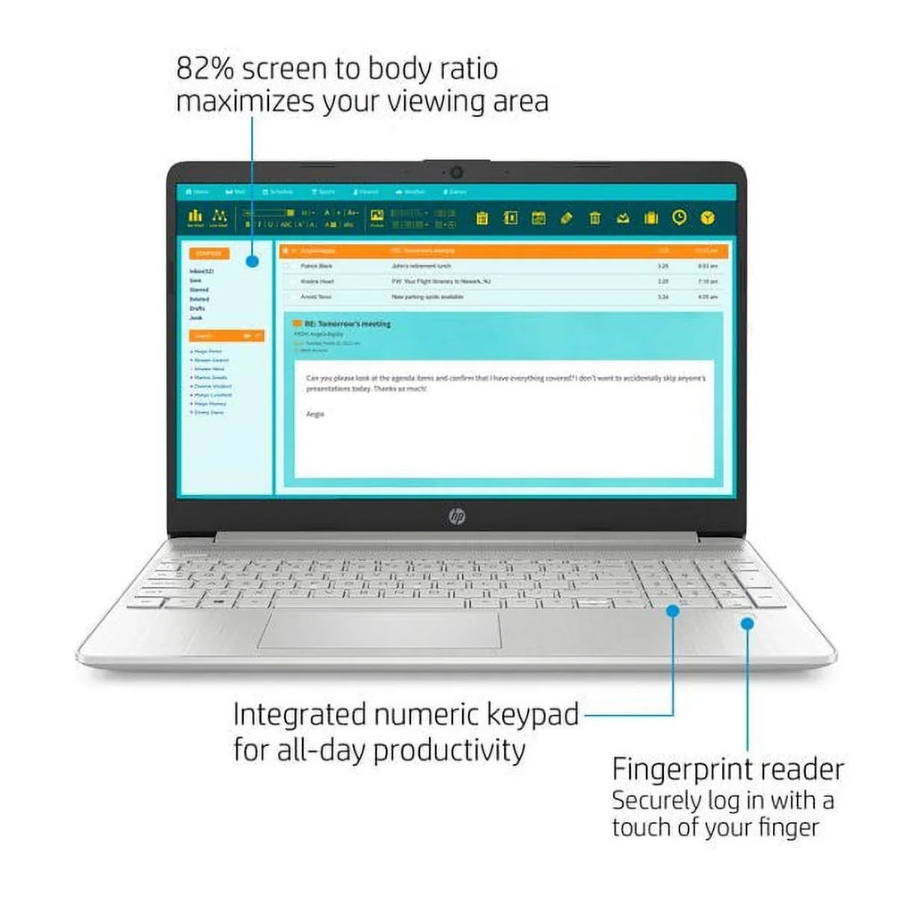 HP 15.6" FHD Touchscreen Business Laptop, 11th Gen Intel Core i3-1115G4 Processor, Windows 10 Pro, 12GB RAM, 512GB SSD, HDMI, Wi-Fi 5, Bluetooth, Fingerprint Reader, Silver