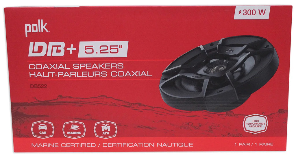 (2) Polk Audio DB522 5.25" 600w Car/Marine/Motorcycle Speakers+Speaker