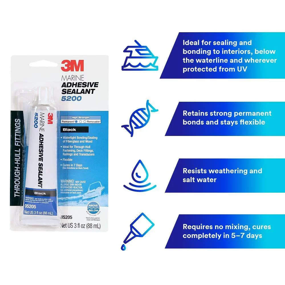 3m marine 5200 adhesive sealant, Midnight 3 oz
