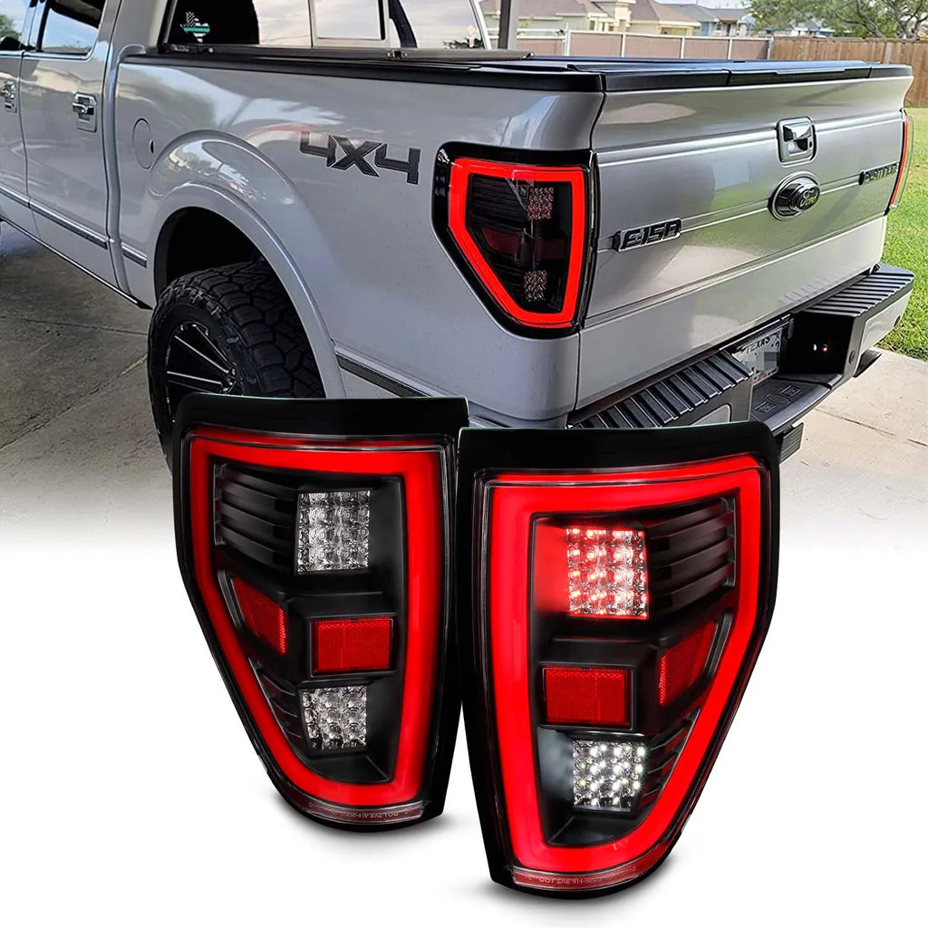 AKKON - Fit 2008 2009 2010 2011 2012 2013 2014 Ford F150 [Full LED] Tail Lights Driver + Passenger Midnight