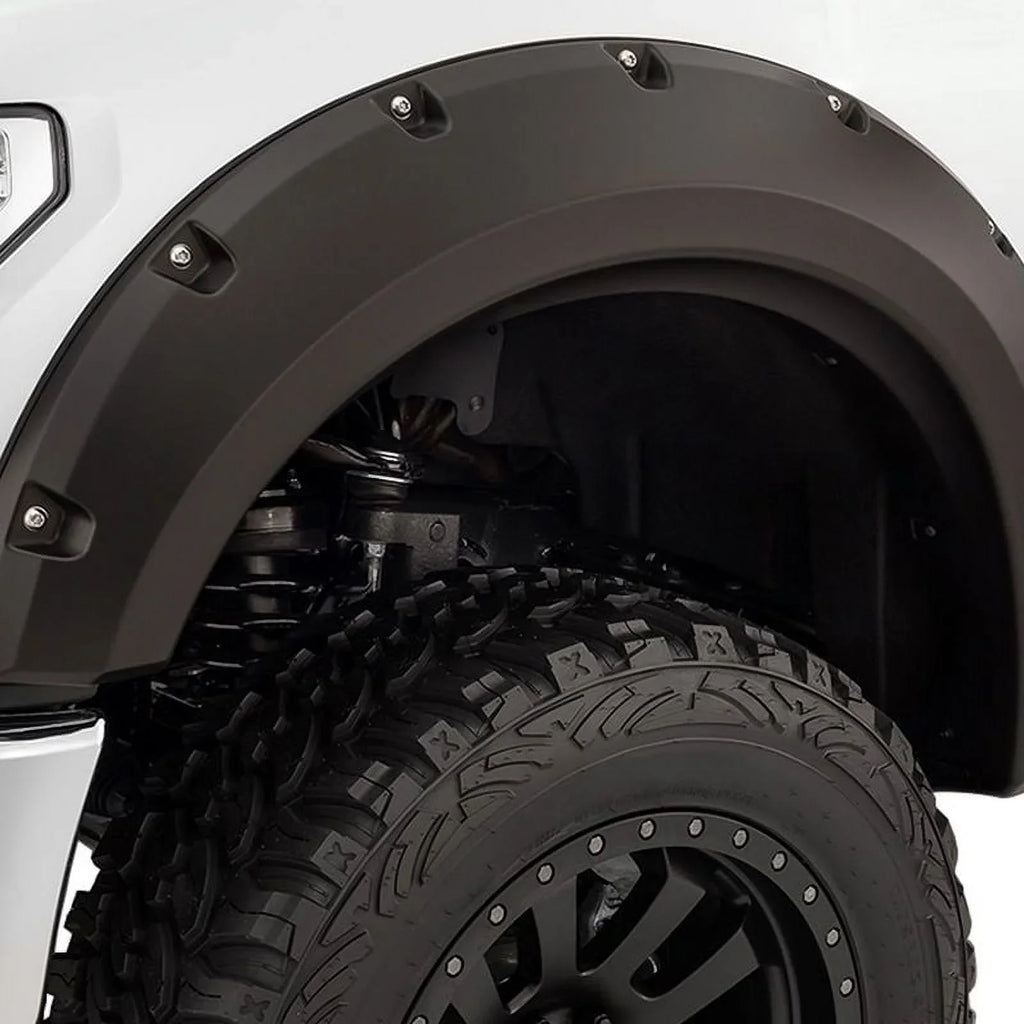 Bushwacker by RealTruck Max Coverage Pocket/Rivet Style Rear Fender Flares | 2-Piece Set, Charcoal Textured Finish | 10044-02 | Compatible with 2007-2018 Jeep Wrangler JK Unlimited