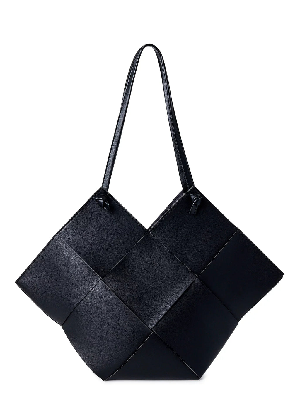 Jane & Berry Women's Large Woven Faux Leather Shoulder Bag with Pouch, Dark