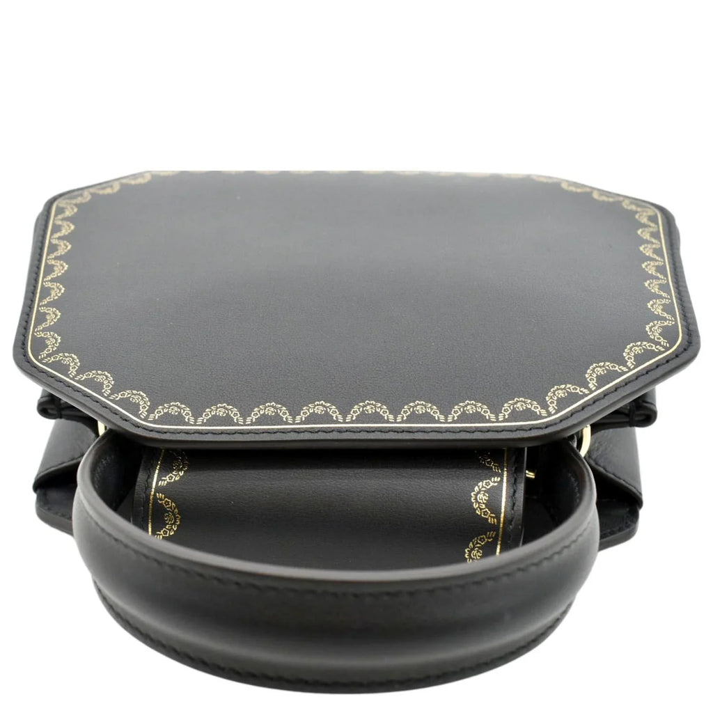 Pre-owned CARTIER Guirlande Mini Calfskin Leather Top Handle Satchel Bag Charcoal