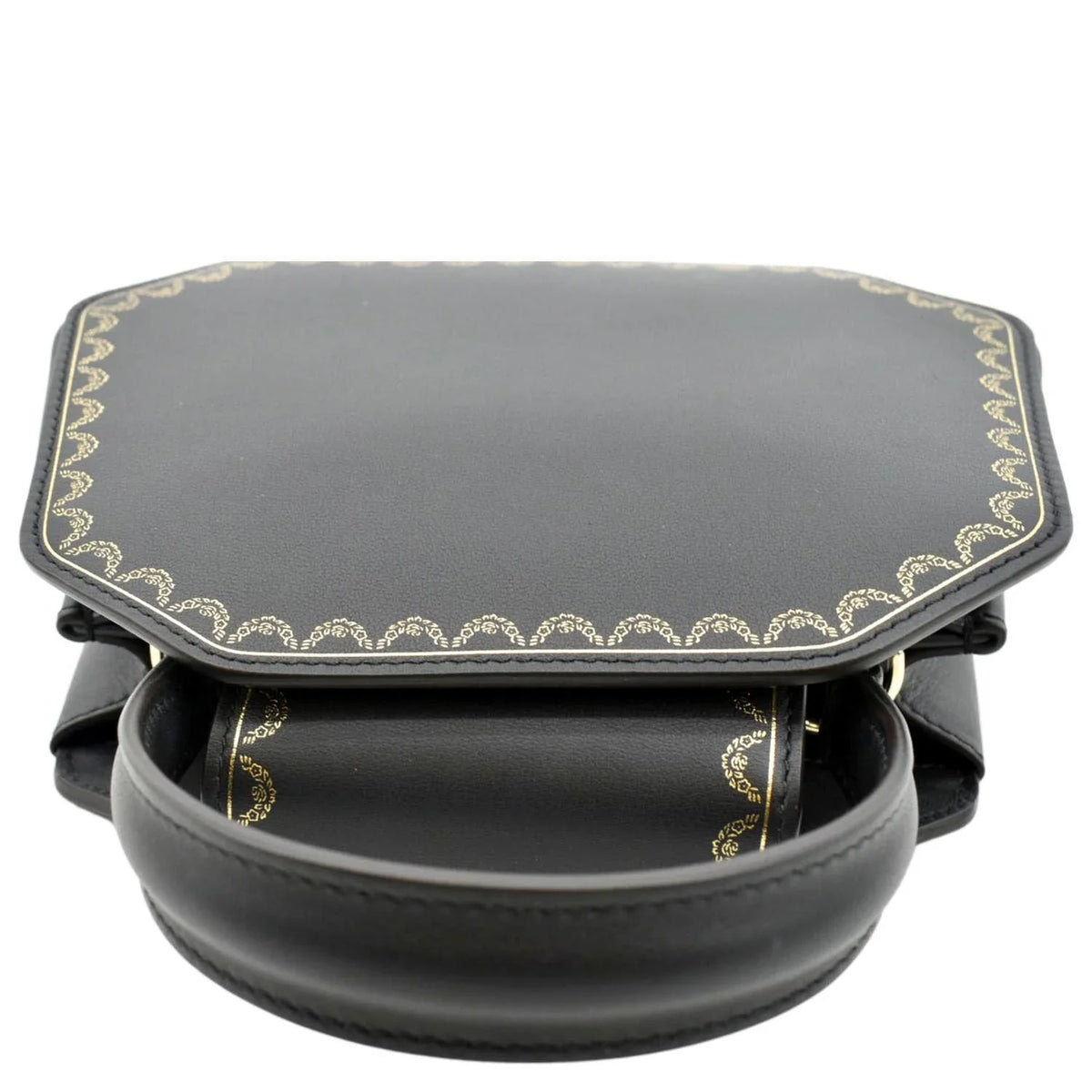Pre-owned CARTIER Guirlande Mini Calfskin Leather Top Handle Satchel Bag Charcoal