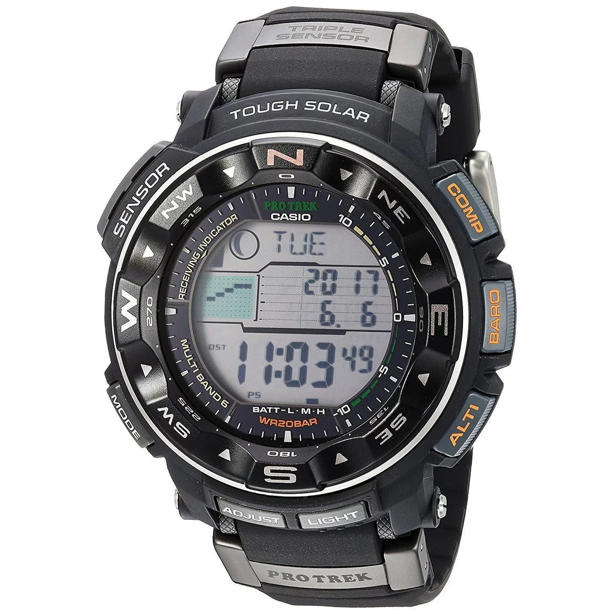 Mens Pro Trek Atomic Solar Digital Dial Charcoal Watch - PRW2500R-1