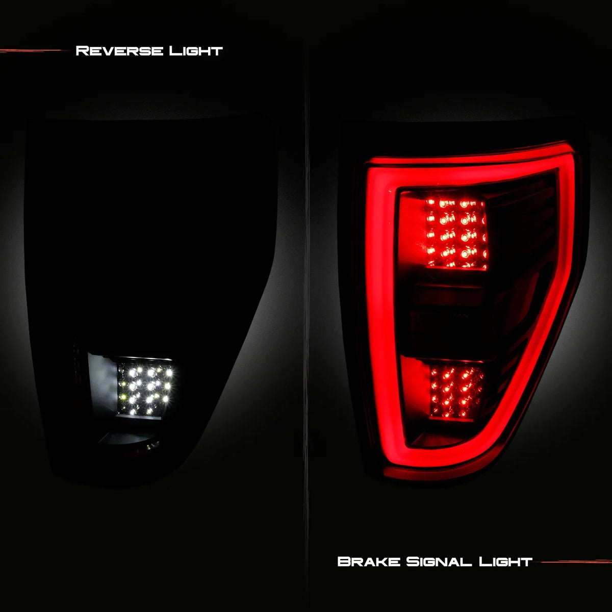 AKKON - Fit 2008 2009 2010 2011 2012 2013 2014 Ford F150 [Full LED] Tail Lights Driver + Passenger Midnight